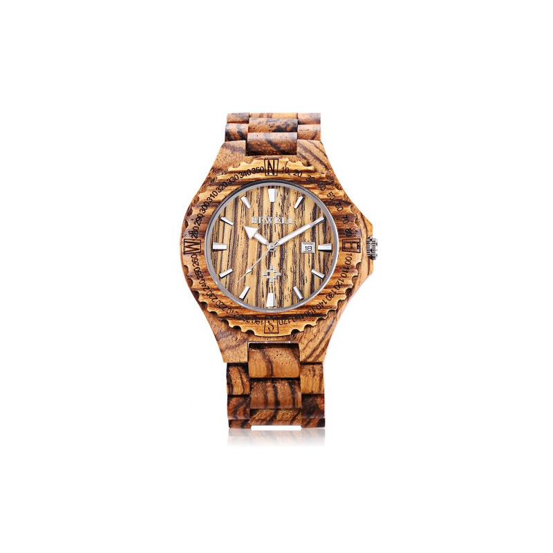 BEWELL Jupiter Zebra Wooden Wristwatch WW-023A3
