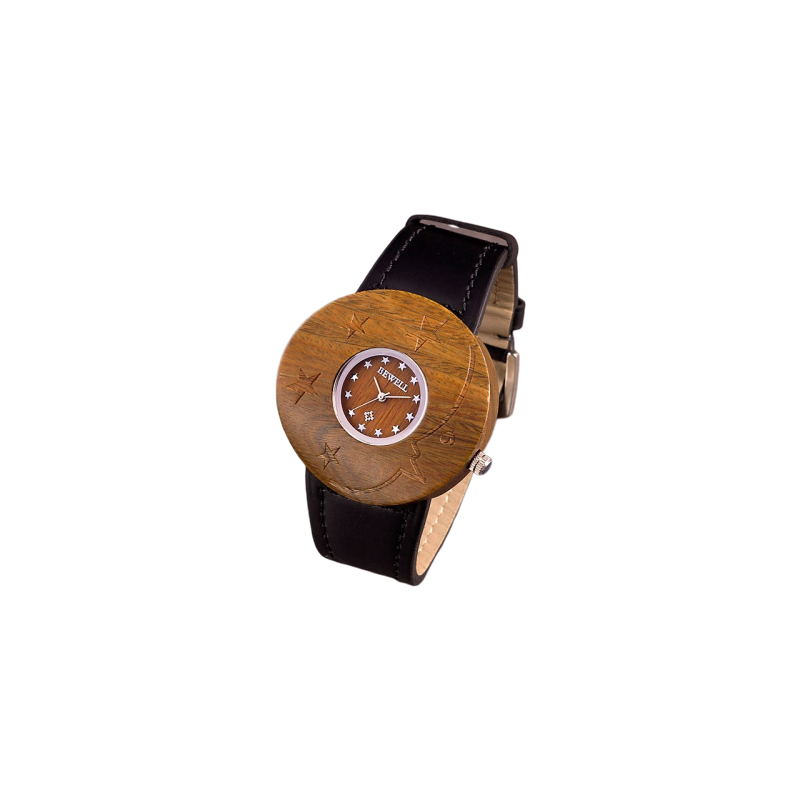 BEWELL Luna Light Brown - Green Wooden Wristwatch WW-028A1