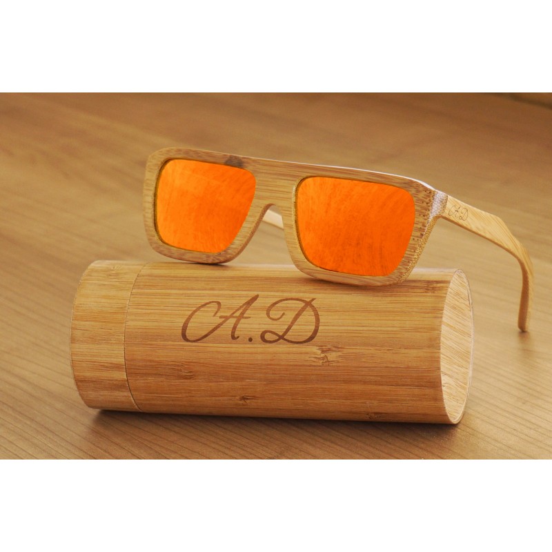 Wooden Sunglasses WSG-004 2 Crystal Orange