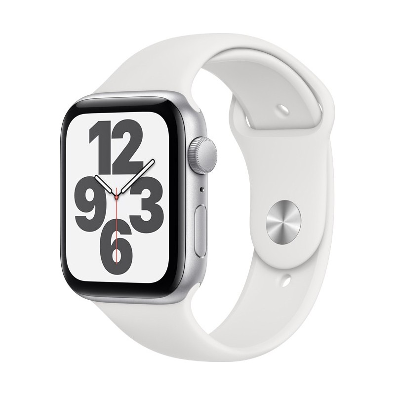 Apple Watch SE GPS 44mm Silver Aluminum Case with Sport Band White EU [MYDQ2B/A]
