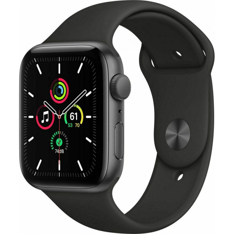 Apple Watch SE GPS 44mm Space Grey Aluminum Case with Sport Band Black EU [MYDT2B/A]