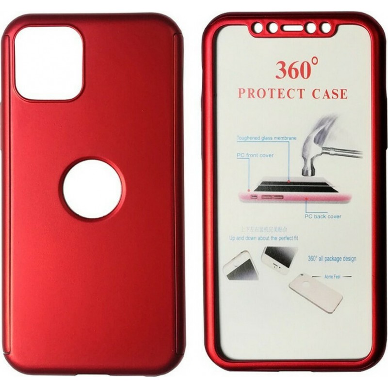 Powertech Back Cover 360° Red & Tempered Glass iPhone 11 Pro Max