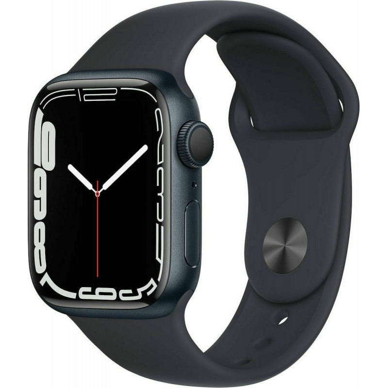 Apple Watch Series 7 GPS 45mm NFC Black Aluminium Case με Μαύρο Sport Λουράκι [MKMX3B/A]