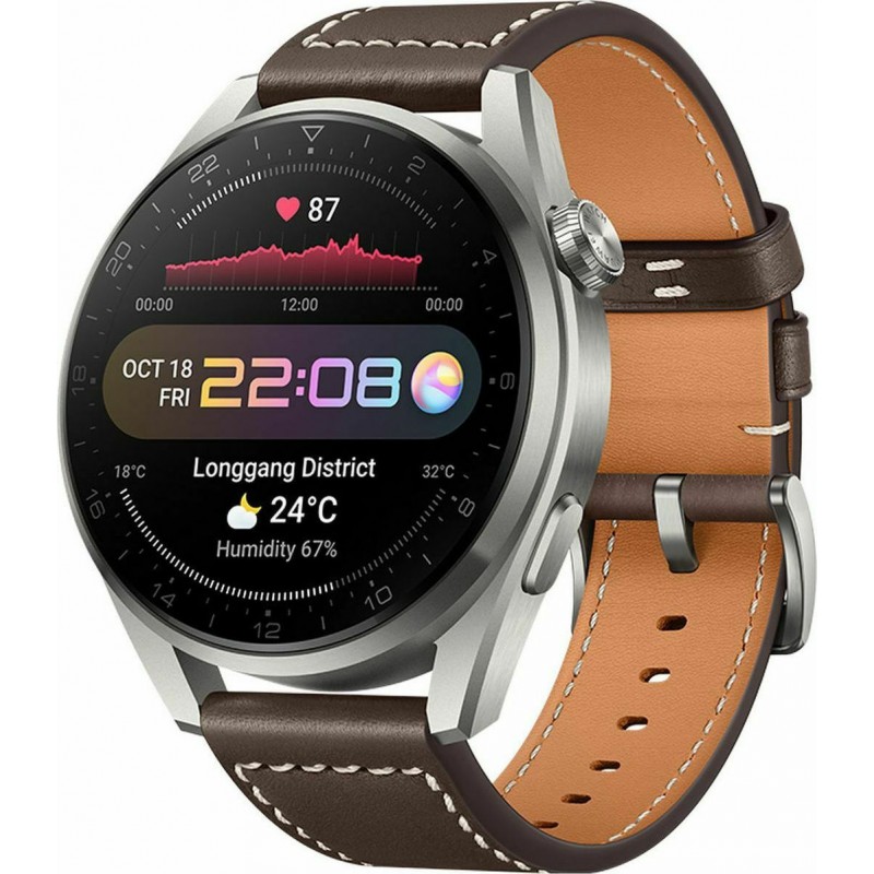 Huawei Watch 3 Pro 48mm 4G Classic Edition Titanium Grey Brown Leather Strap EU