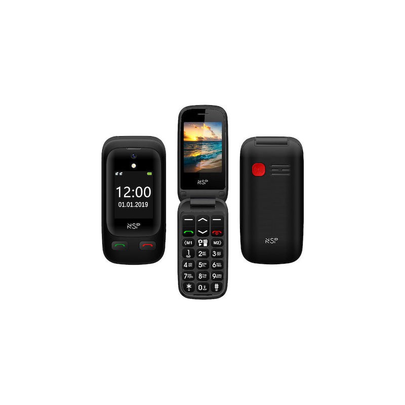 NSP 2500DS Dual SIM 2G 32MB/32MB Radio-MP3/MP4 Κινητό με Κουμπιά για Ηλικιωμένους Μαύρο + Hands Free GR