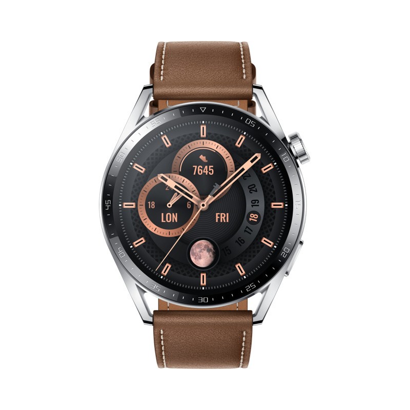 Huawei Watch GT 3 Classic (46mm) Stainless Steel with Brown Leather Armband [JPT-B19 55026963]
